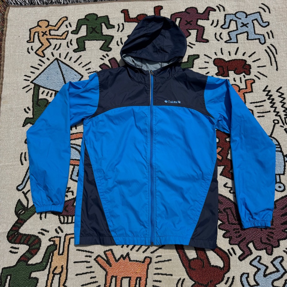Blue Columbia Lightweight Rain Jacket Windbreaker Boys Size XL (18/20)